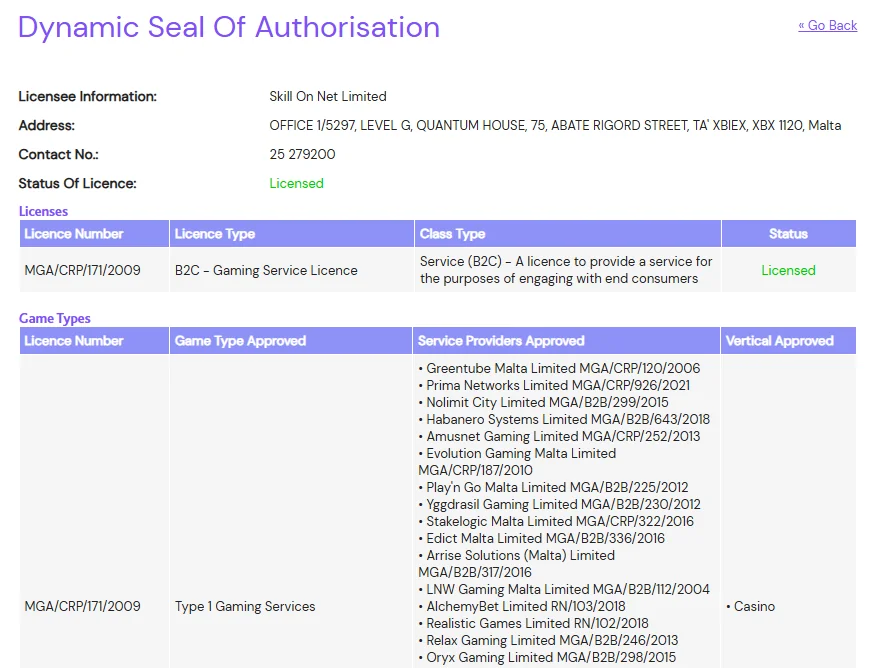 Ojo Casino license