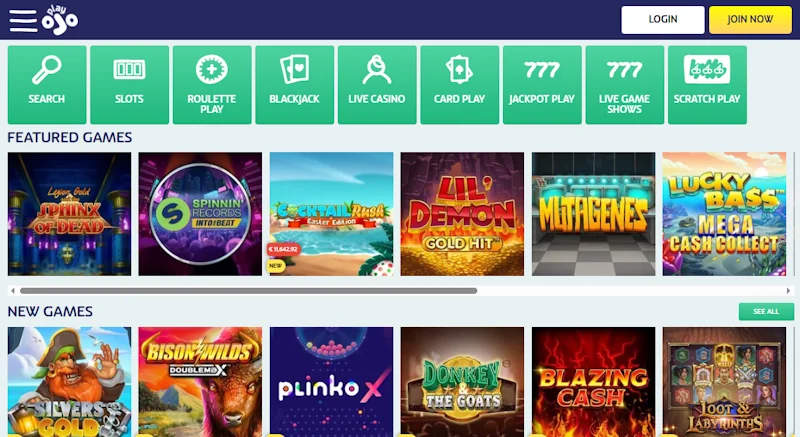 Ojo Casino games